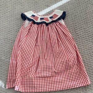 Patriotic Red and White Checkered Kids Dress